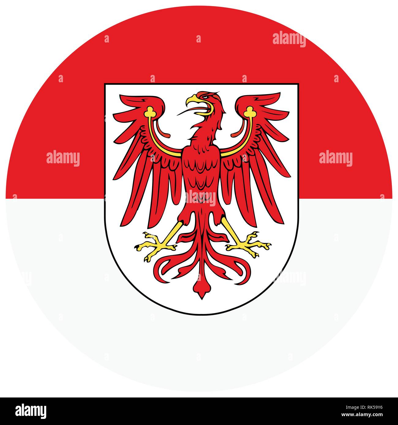 Flag of the German federal state Brandenburg with coat of arms. Stock Vector