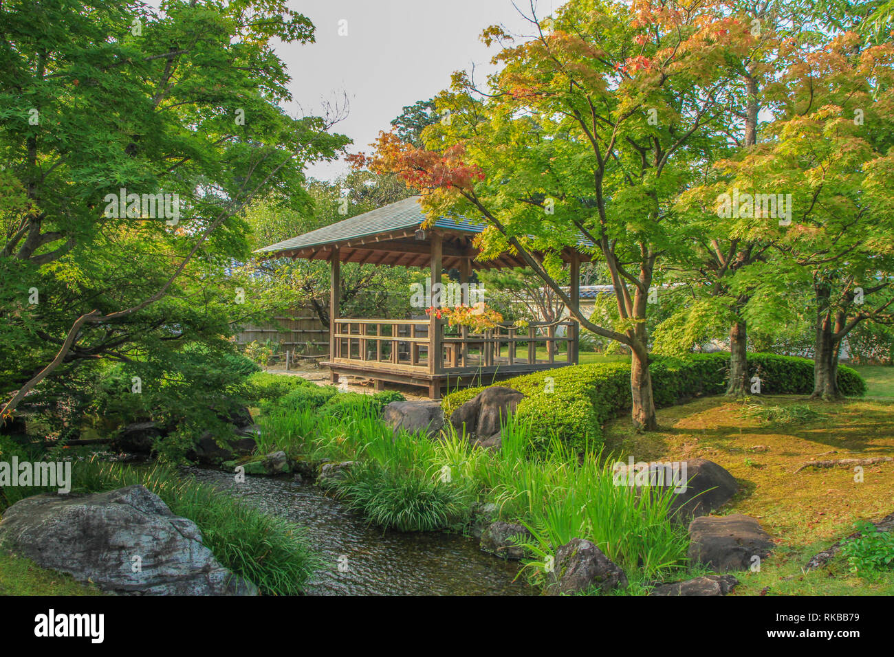 Beautiful japanese garden architecture at Himeji Koko-en garden, Japan Stock Photo