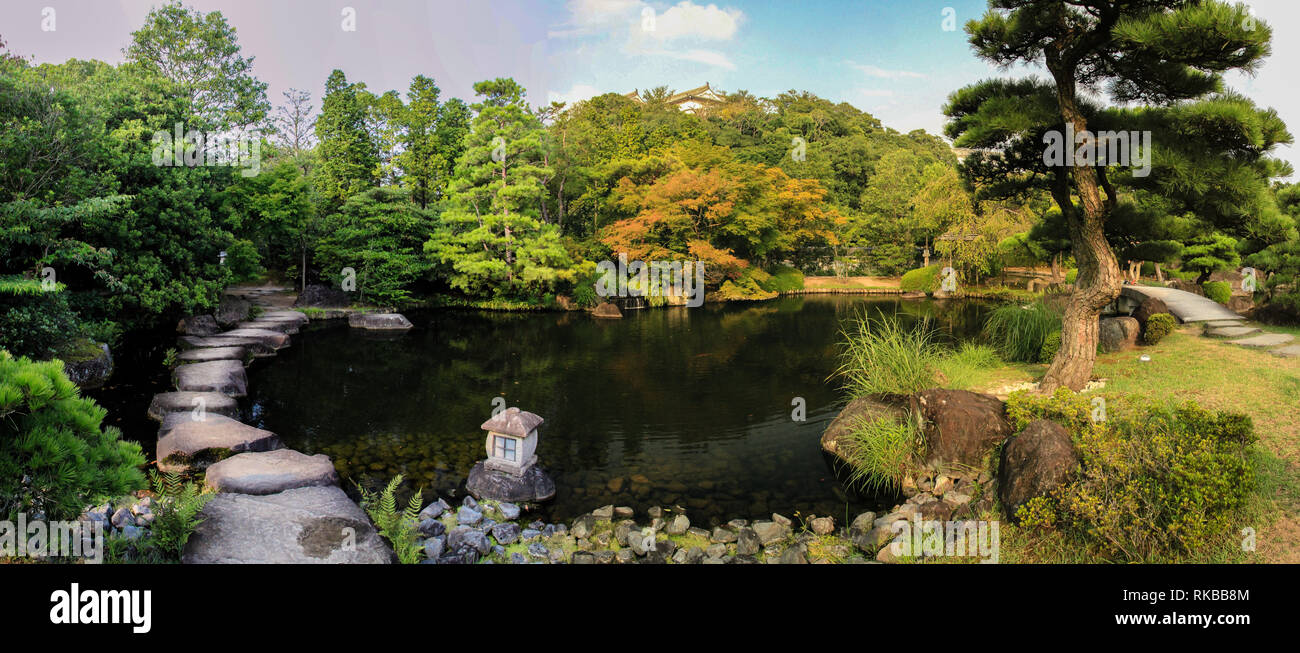 Beautiful japanese garden architecture near Kyoto Stock Photo