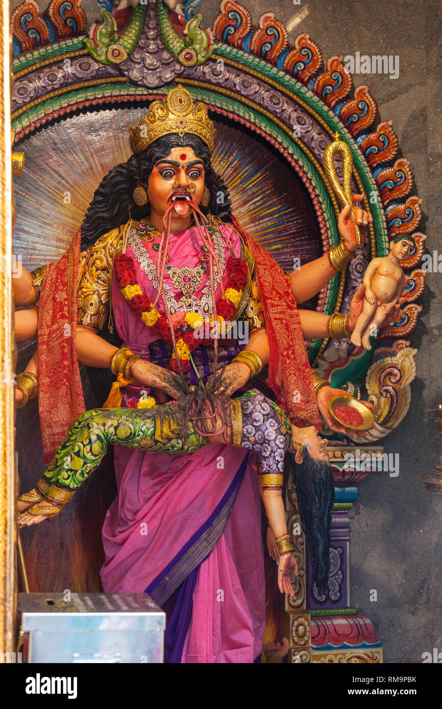 Periyachi Amman, Tamil Hindu Deity, Guardian of Children, in Hindu Temple Sri Vadapathira Kaliamman, Singapore. Stock Photo