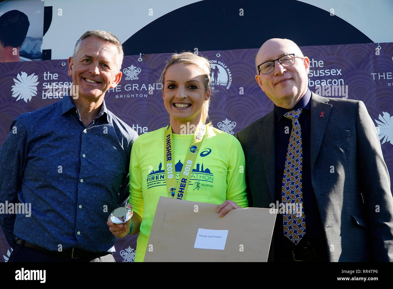 Brighton, Sussex, UK. 24th Feb 2019.   . Brighton Half Marathon 2019  second place female runner Emily Proto.Caron Watson/Alamy Live News. Credit: Caron Watson/Alamy Live News Stock Photo