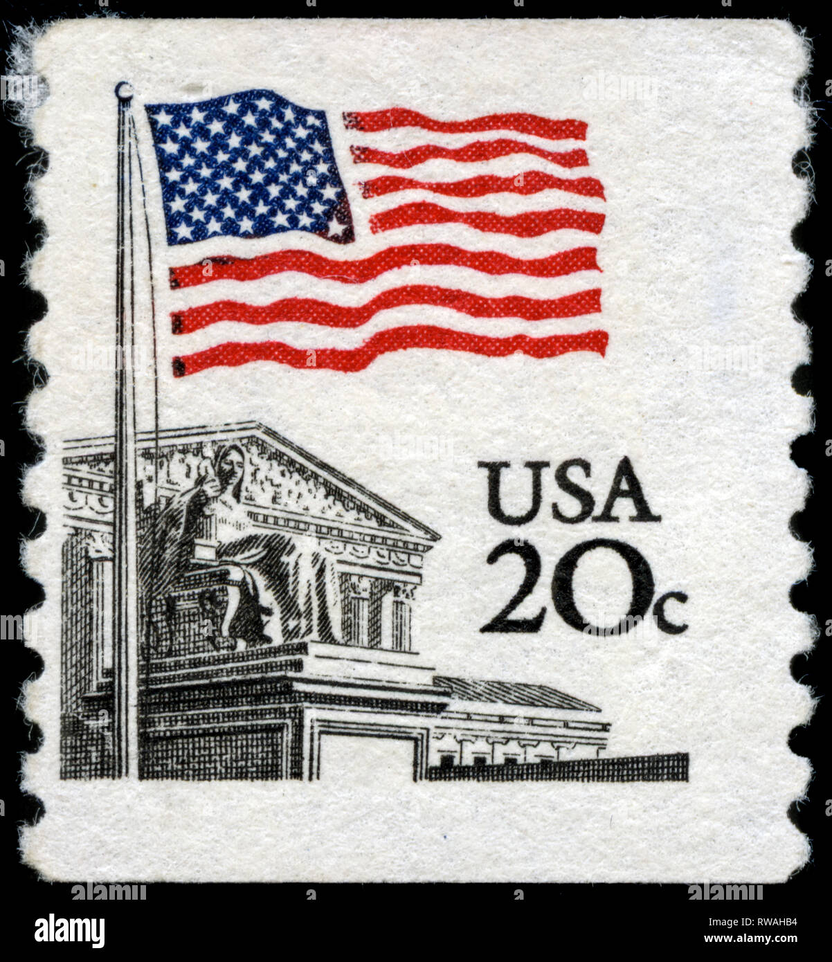 Postage stamp from United States of America (USA) in the Flag over Supreme Court Issue Stock Photo