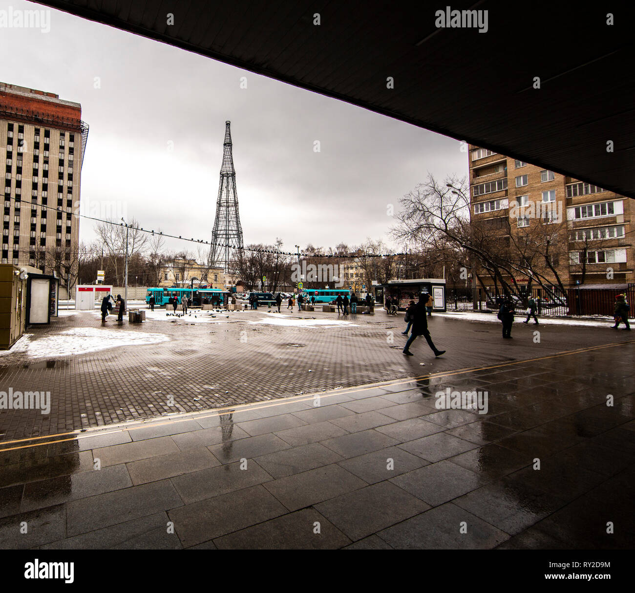 The metallic tower built by Vladimir Shukhov in Moscow (1919 project) Stock Photo