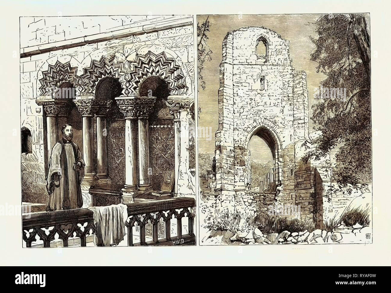 Leicester: The Sedilia in St. Mary's Church (Left), Ulverscroft Priory (Right Stock Photo