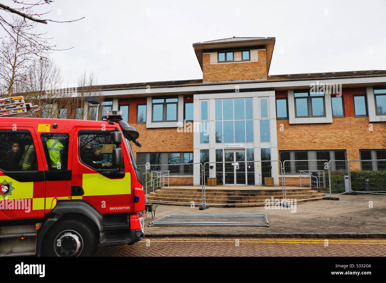 Preparations are underway at Kents Hill Park Conference Centre, Milton Keynes, to receive 150 quarantined British Citizens, Arriving from Wuhan in China, the epicentre of the Coronavirus. Stock Photo