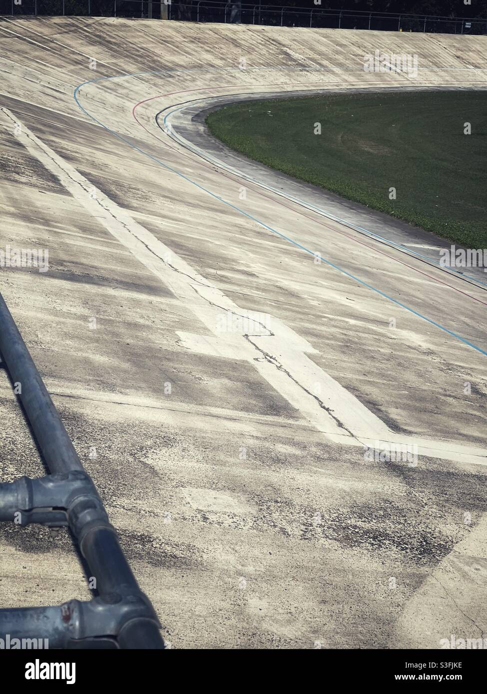 Concrete velodrome , outdoor bicycle racing track Stock Photo