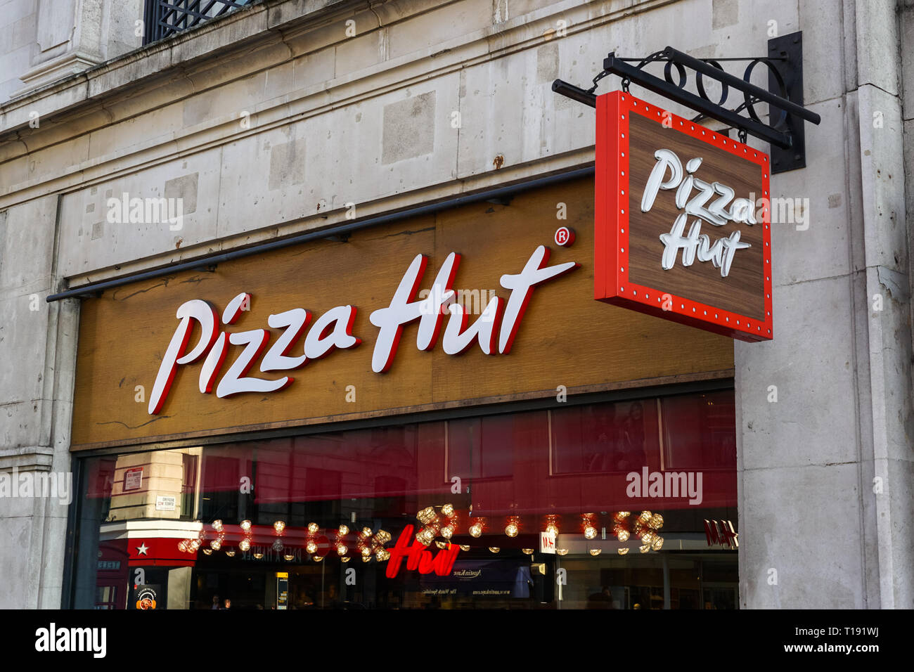 Pizza Hut restaurant on Strand, London England United Kingdom UK Stock Photo