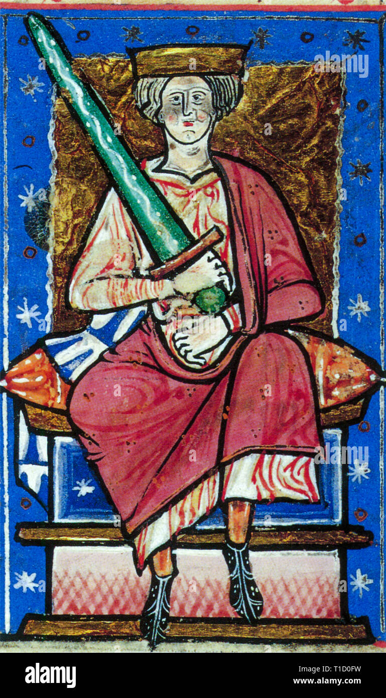 Ethelred the Unready (circa 966-1016), portrait painting from an illuminated manuscript 'The Chronicle of Abingdon' circa 1220 Stock Photo