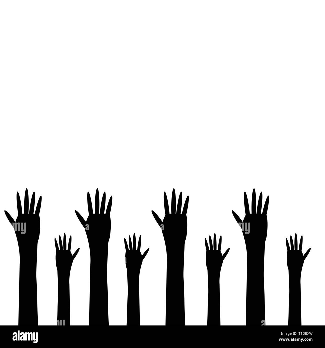 black hands on a white background Stock Vector