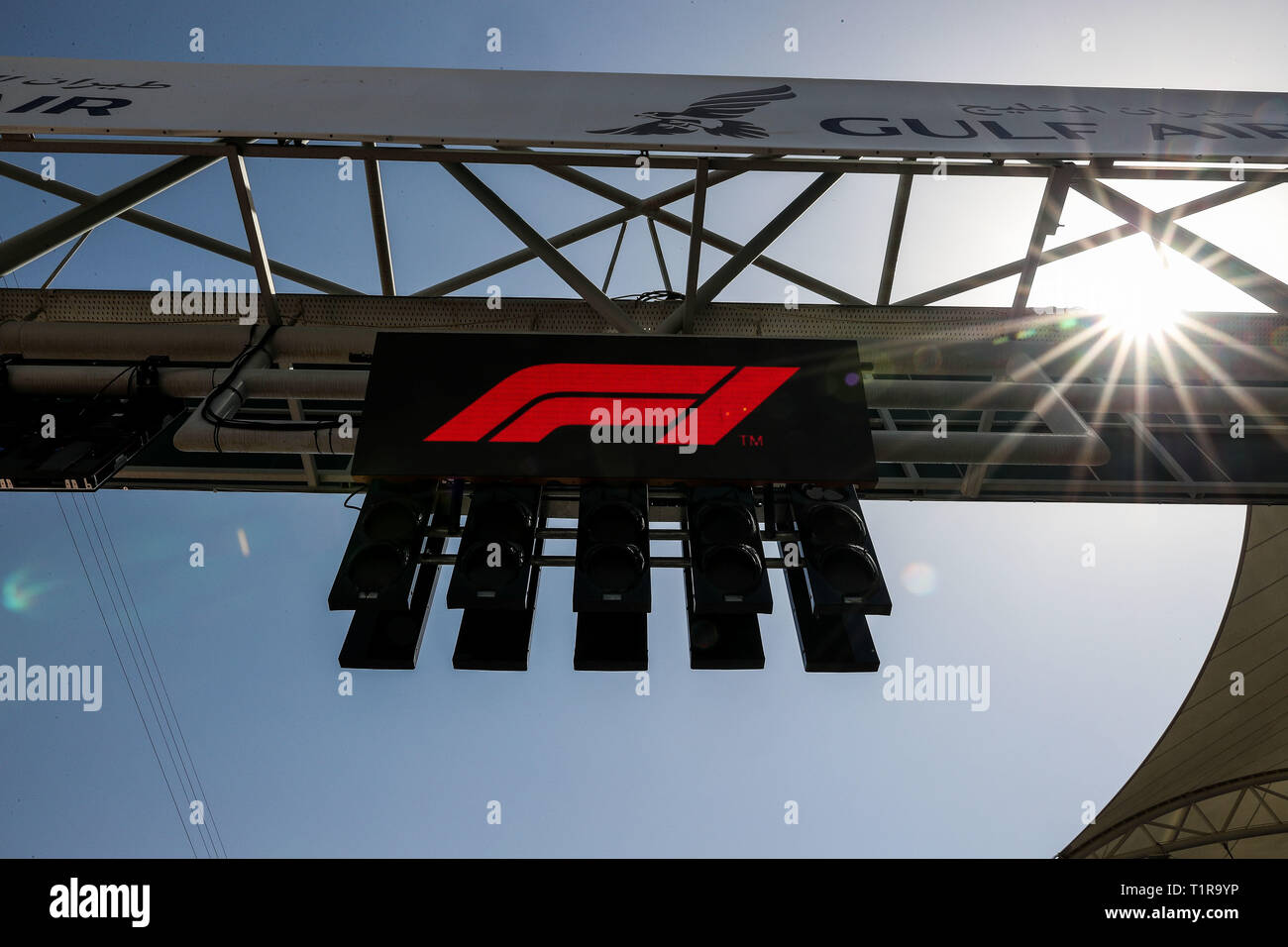 Sakhir, Bahrain. 28th Mar, 2019. Motorsports: FIA Formula One World Championship 2019, Grand Prix of Bahrain, Bahrain International Circuit, F1 Logo Credit: dpa/Alamy Live News Stock Photo