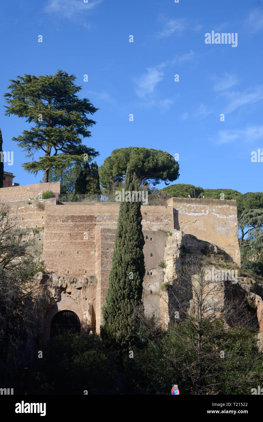 Tarpeian Rock or Tarpeian Rocks on Capitoline Hill, Site of Execution & Punishment in Ancient Rome Italy Stock Photo