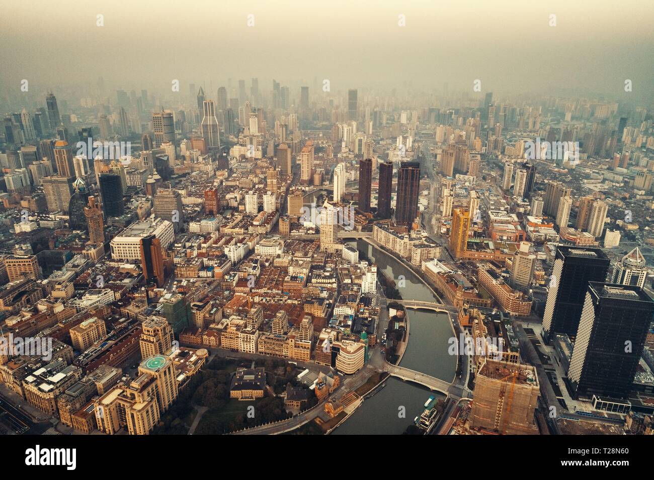 Shanghai Aerial View From Above With City Skyline And Skyscrapers In China Stock Photo Alamy