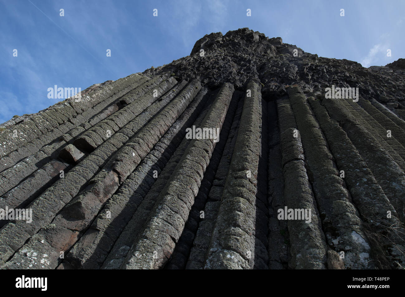 Tall basalt columns at the Giant's Causeway in Northern Ireland Stock Photo