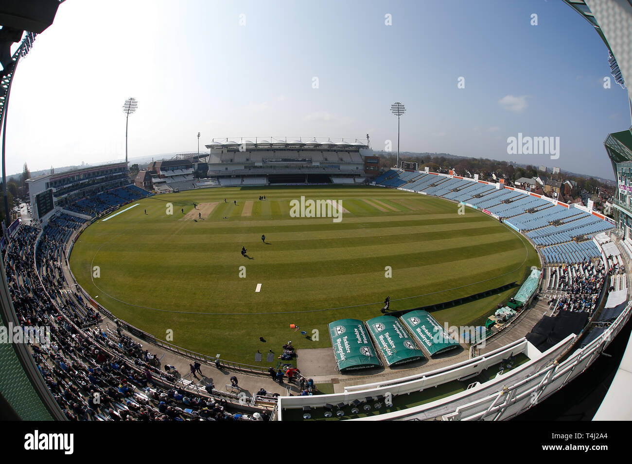 Emerald Headingley Stadium, Leeds, West Yorkshire, UK. 17th April 2019.   General Stadium view of the Emerald Headingley Stadium as it under goes a mult-million pound redevelopment of the north stand during the Royal London One Day Cup match Yorkshire Viking vs Leicestershire Foxes at Emerald Headingley Stadium, Leeds, West Yorkshire.   Credit: Touchlinepics/Alamy Live News Stock Photo