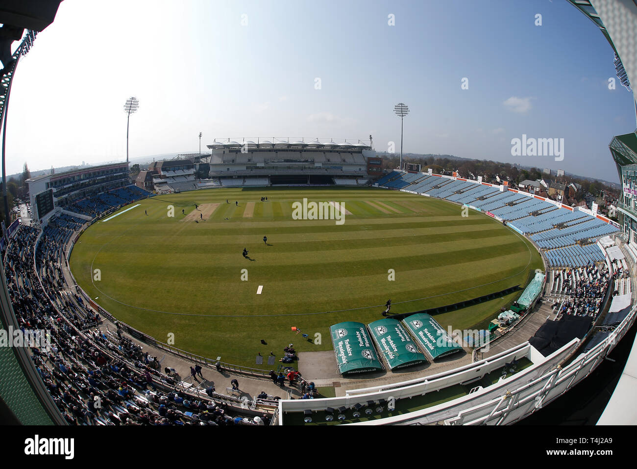 Emerald Headingley Stadium, Leeds, West Yorkshire, UK. 17th April 2019.   General Stadium view of the Emerald Headingley Stadium as it under goes a mult-million pound redevelopment of the north stand during the Royal London One Day Cup match Yorkshire Viking vs Leicestershire Foxes at Emerald Headingley Stadium, Leeds, West Yorkshire.   Credit: Touchlinepics/Alamy Live News Stock Photo