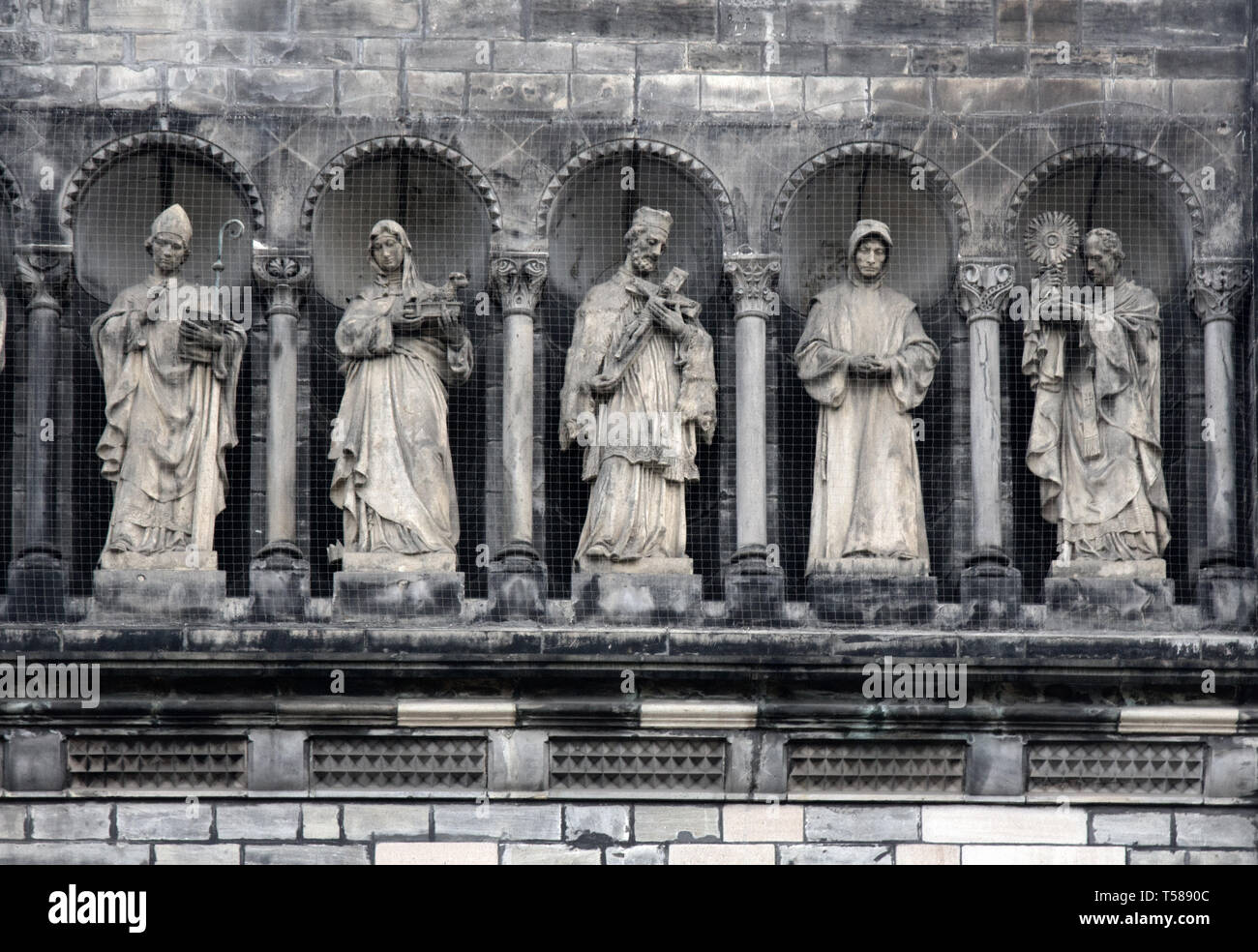 Gallery of saints (sainthood, cloud of saints) with attributes of divine revelation. Prague Stock Photo