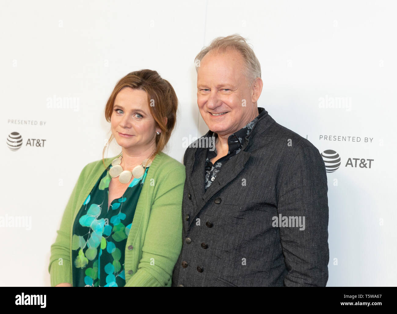 New York, NY - April 26, 2019: Emily Watson and Stellan Skarsgard attend Tribeca TV: Chernobyl at Tribeca Film Festival at Spring Studio Stock Photo