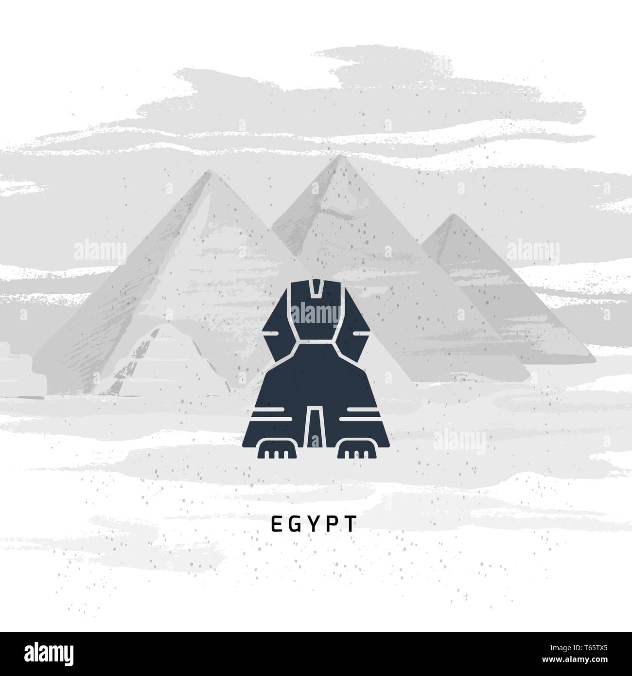 Vector icon of Great Sphinx of Giza isolated on the hand-drawn vector illustration Stock Vector