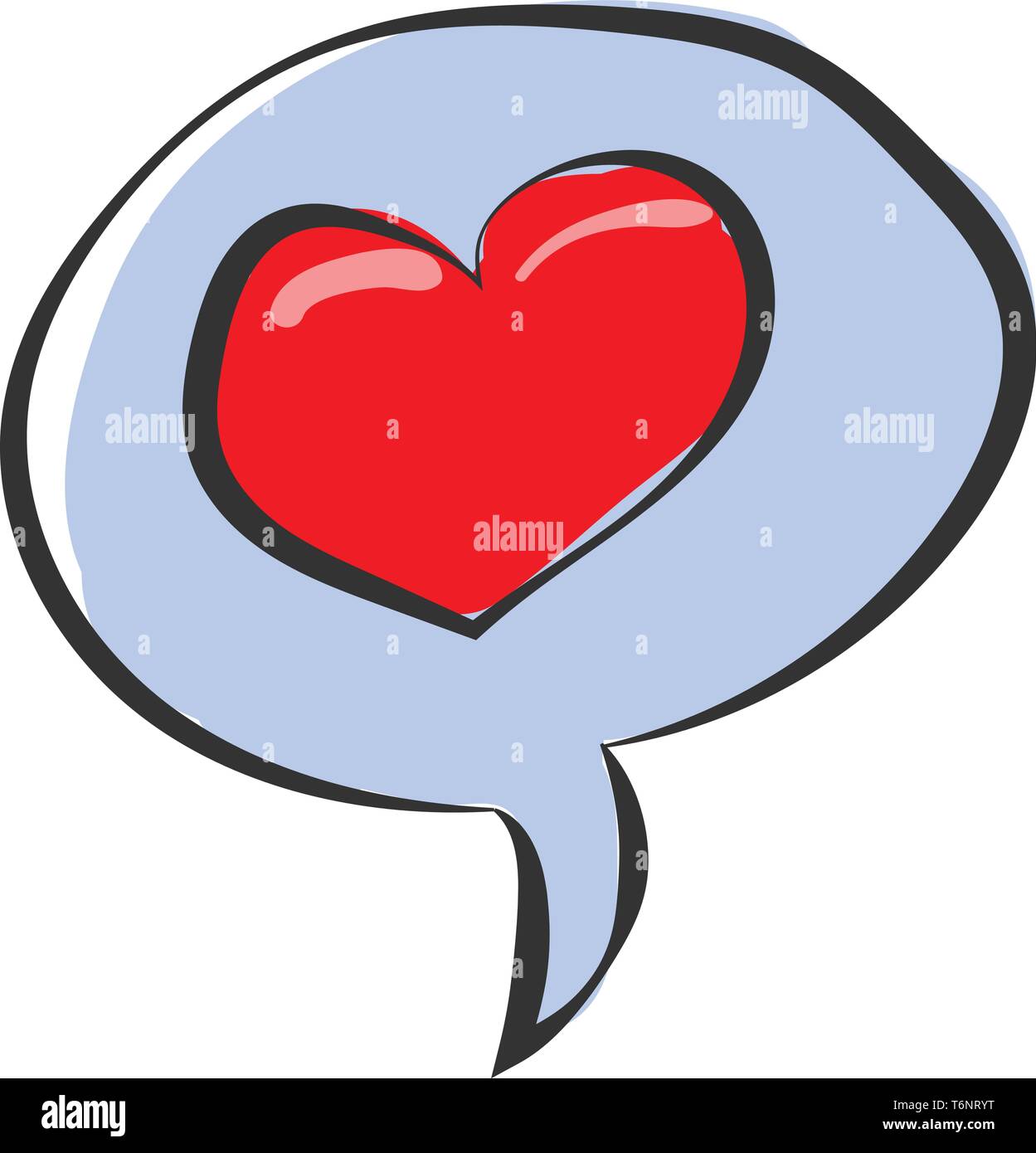 Clipart of a blue-colored round shape balloon with a red heart usually found next to the head of a character in a cartoon  vector  color drawing or il Stock Vector