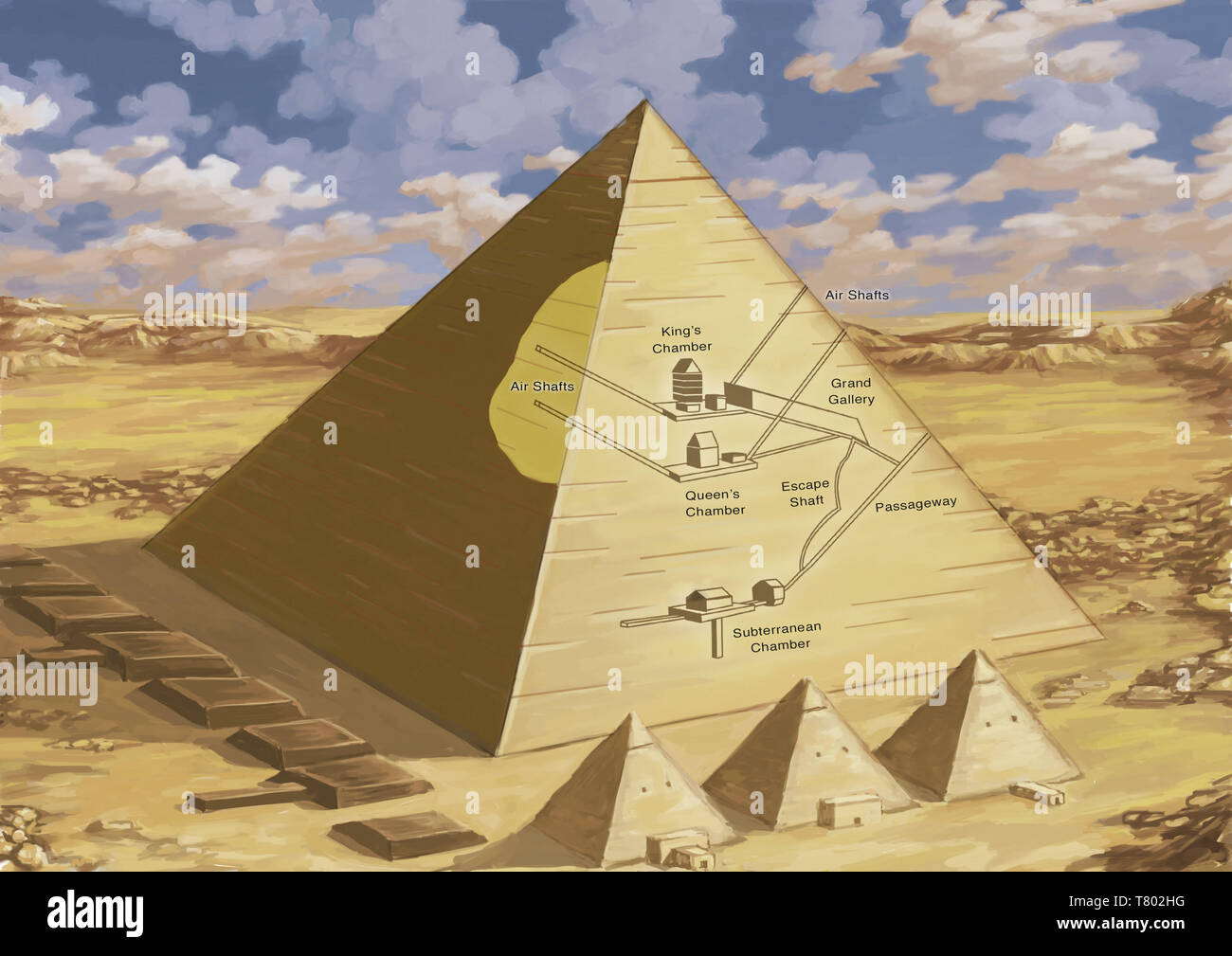 Great Pyramid of Giza, Illustration Stock Photo