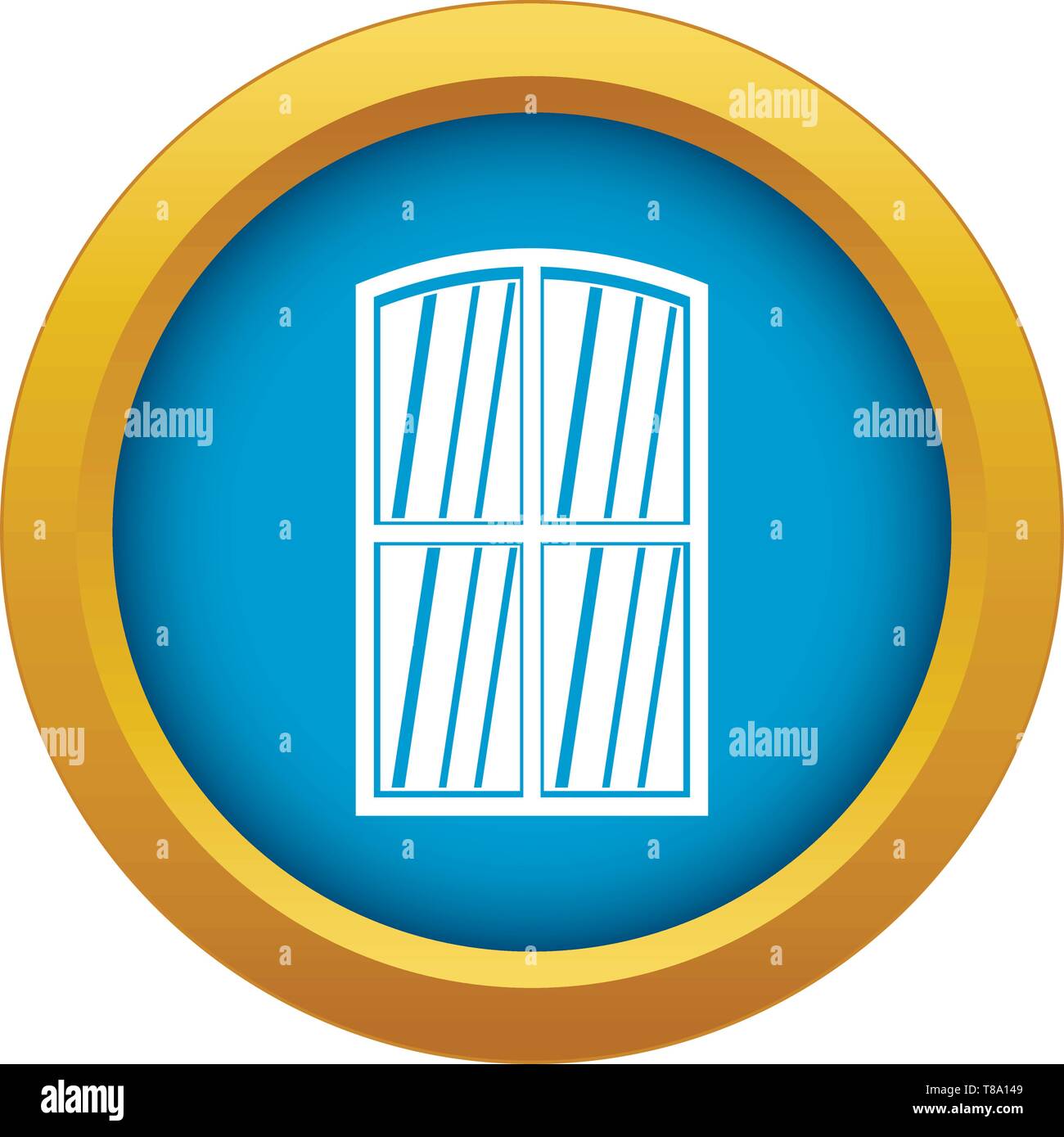 Wooden window icon blue vector isolated Stock Vector