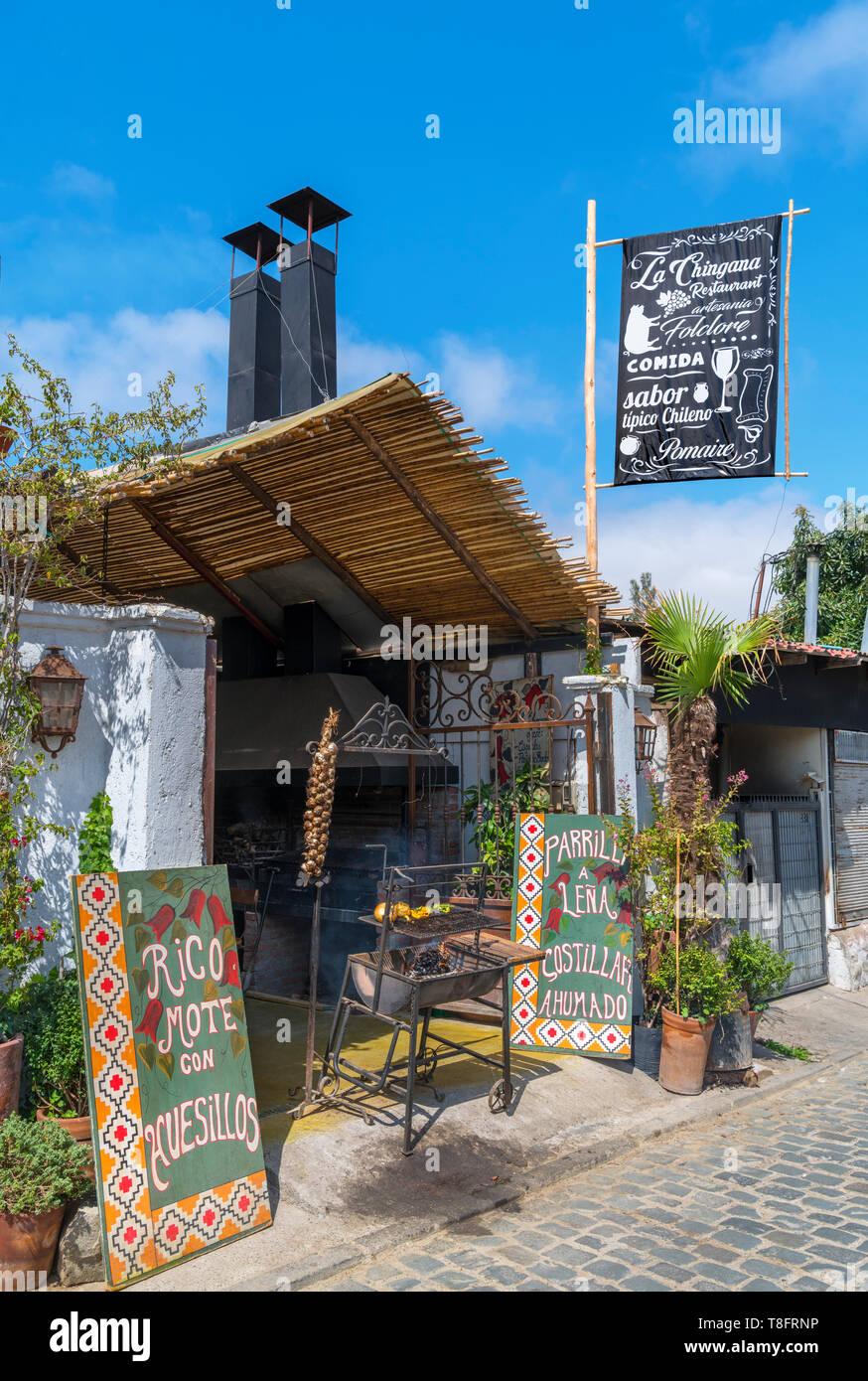 Small, traditional restaurant in the village of Pomaire, famous for its local pottery, Melipilla Province, Santiago Metropolitan area, Chile, South Am Stock Photo