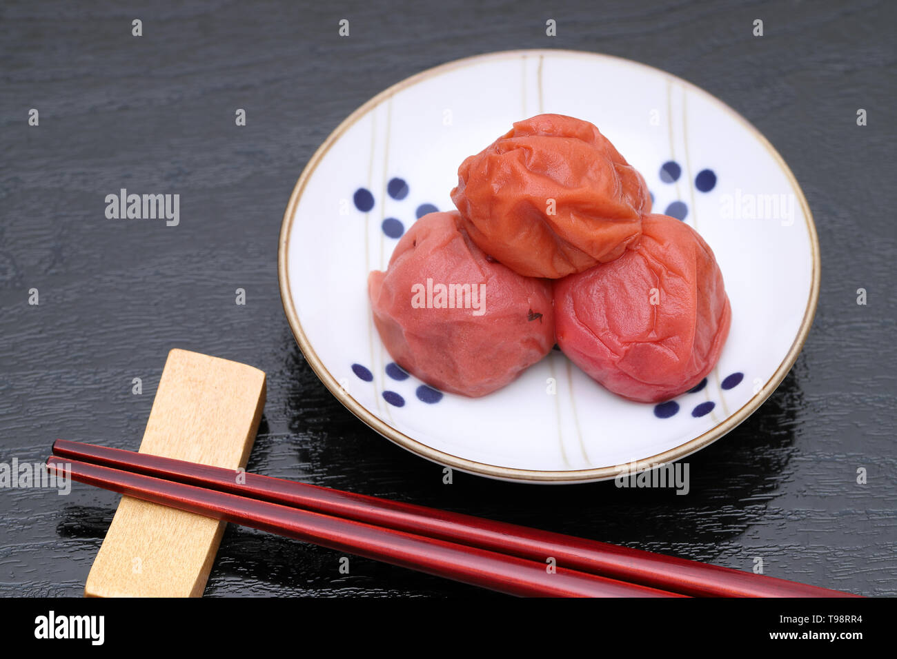 Japanese food, salted Umeboshi Stock Photo