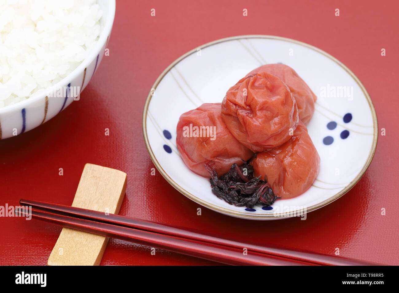 Japanese food, salted Umeboshi Stock Photo