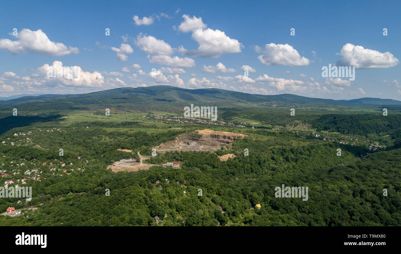 Quarry for the extraction of stone and sand. Stock Photo