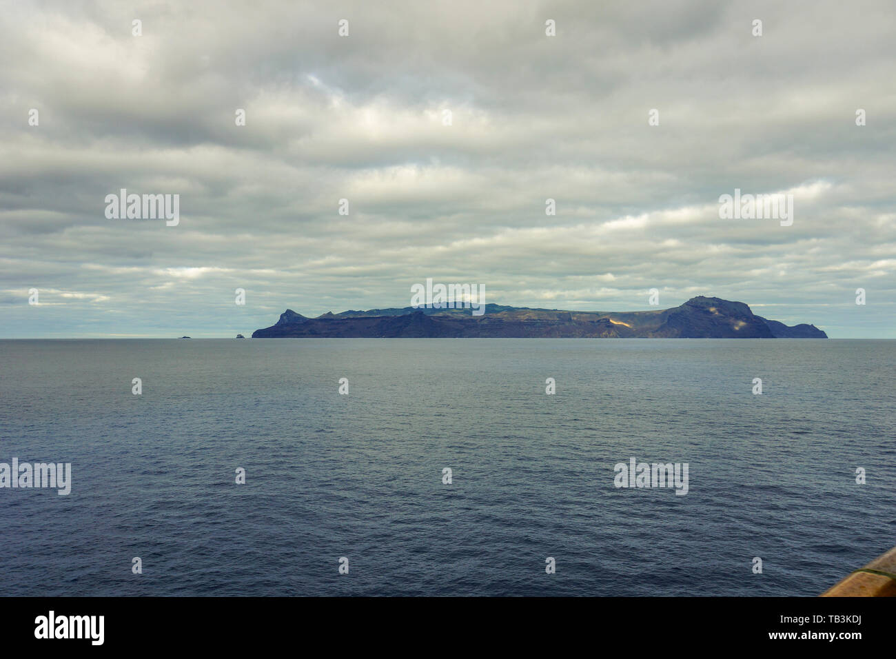 Approaching Saint Helena Island, BOT, by ship. Stock Photo