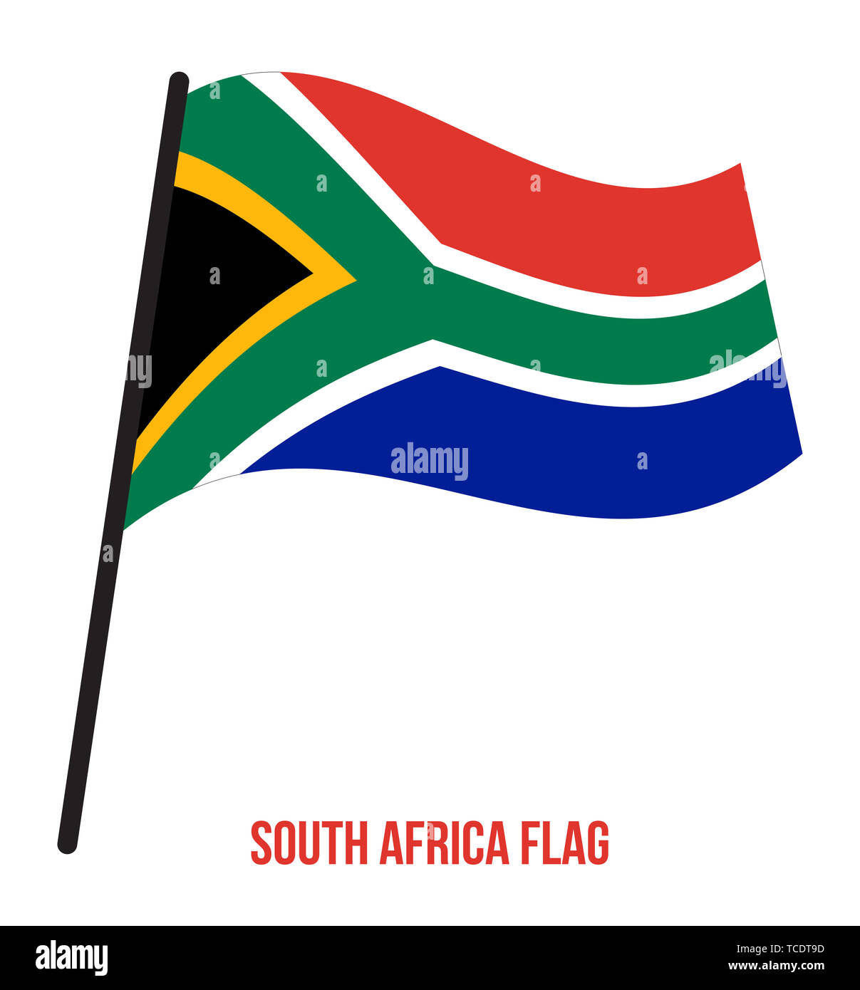 South Africa Flag Waving Vector Illustration on White Background. South Africa National Flag. Stock Photo