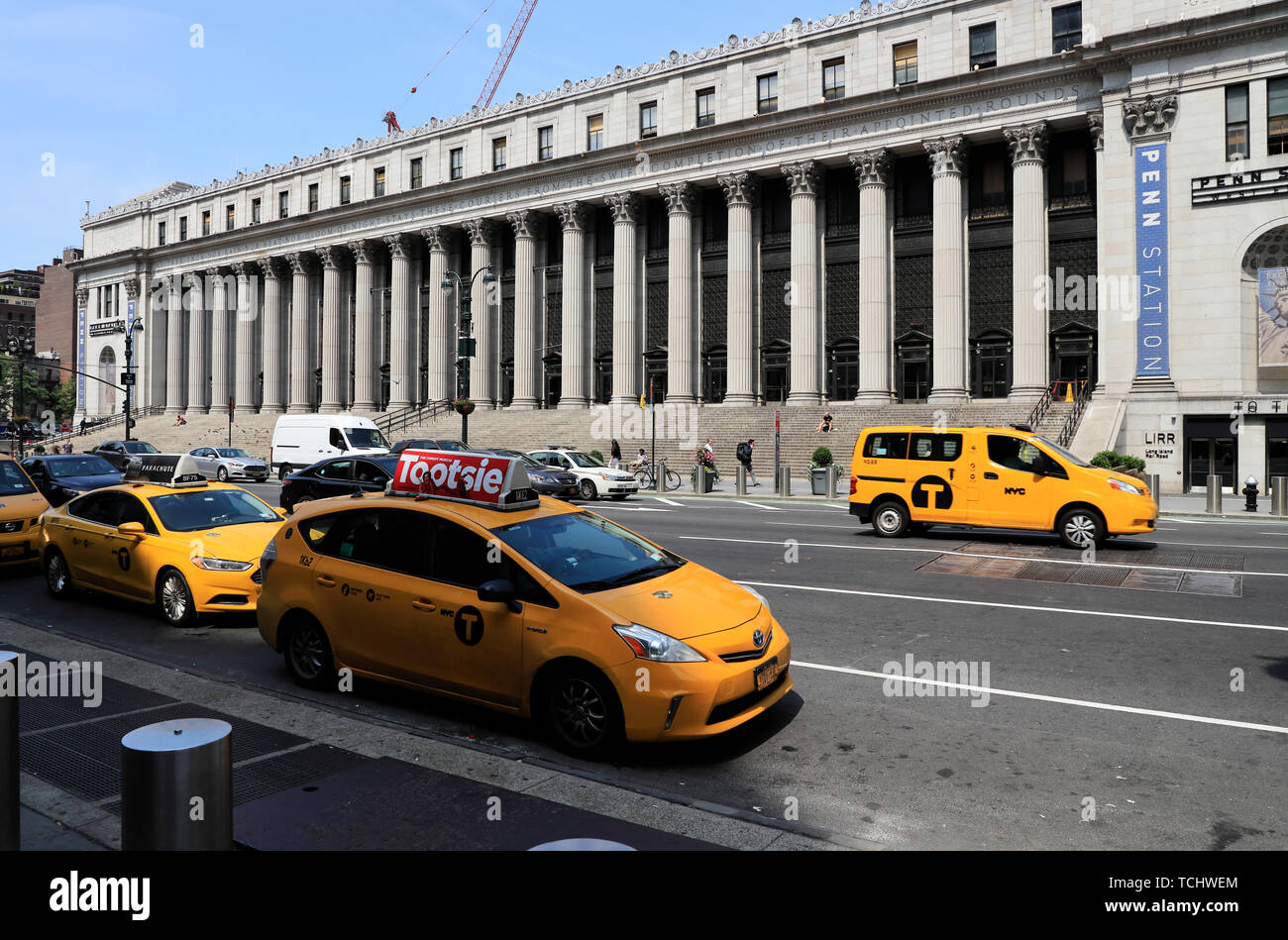 Moynihan Train Hall of Penn station located inside of James Farley Post Office building.Midtown Manhattan.New York City.USA Stock Photo