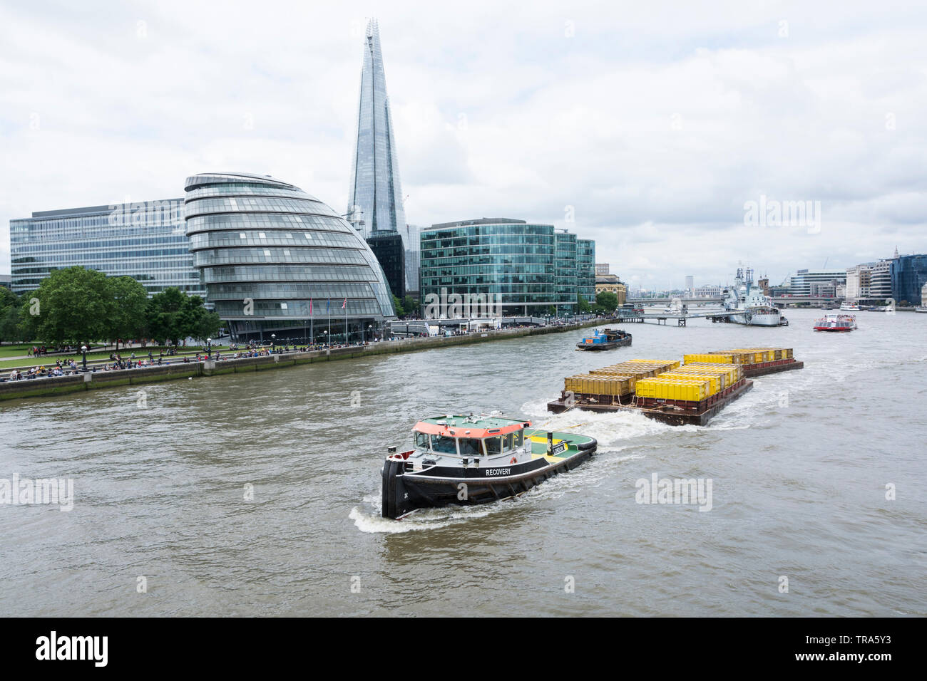 Norman Foster's London City Hall on the banks of the River Thames, London, UK Stock Photo