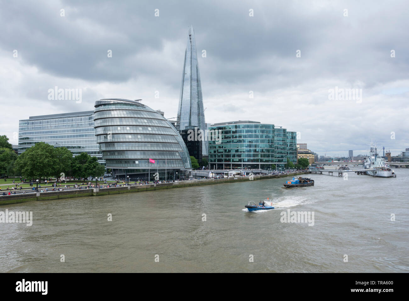 Norman Foster's London City Hall on the banks of the River Thames, London, UK Stock Photo