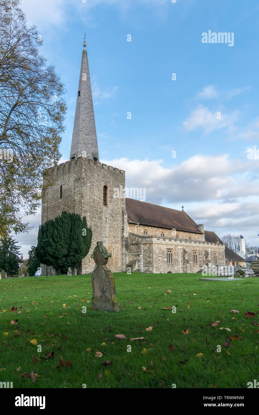 Saint Marys church in the small market town of West Malling, Kent, UK Stock Photo