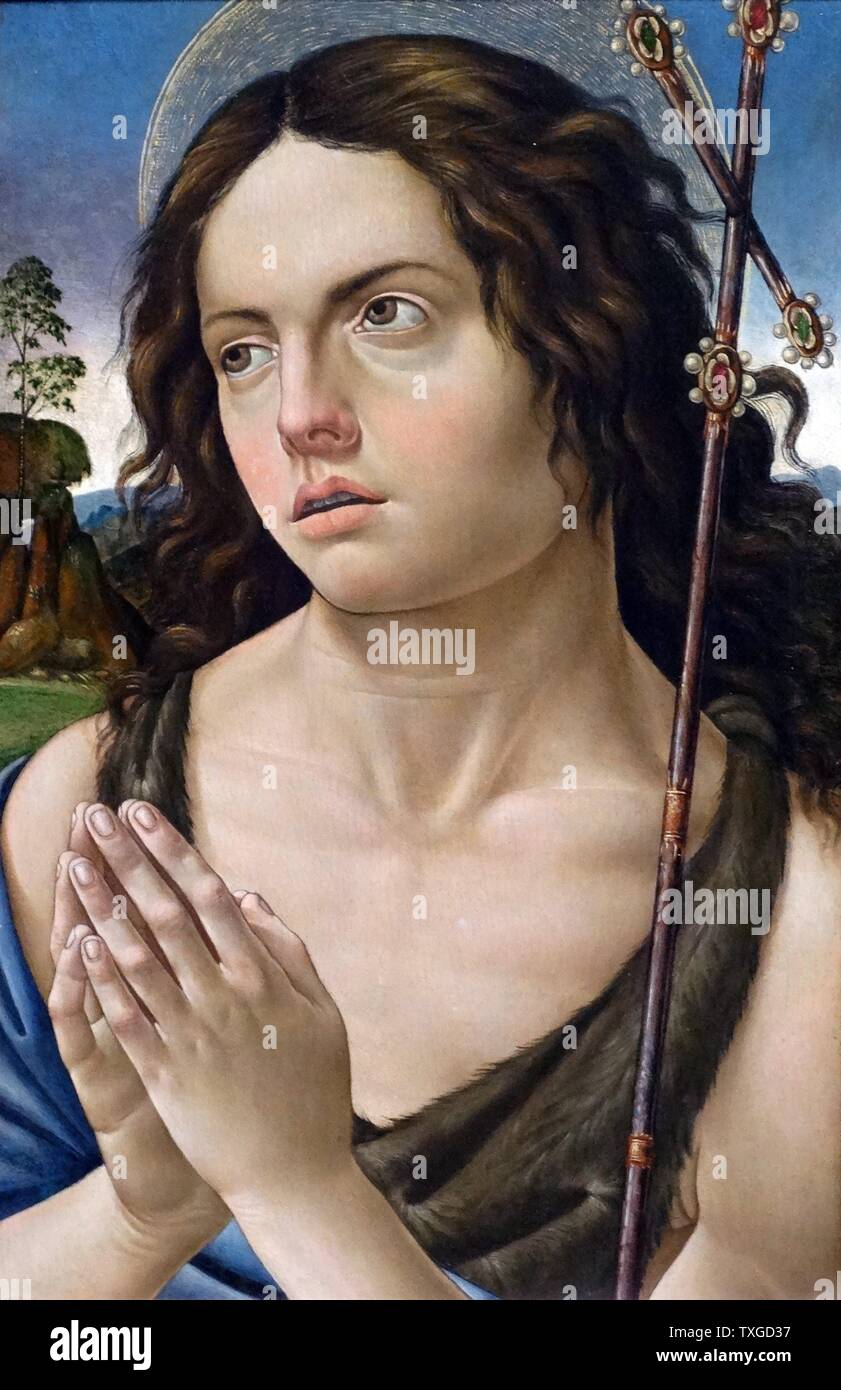 Portrait depicting Saint John the Baptist by Raffaellino del Garbo (1470-1524) Florentine painter of the early Renaissance. Dated 16th Century Stock Photo