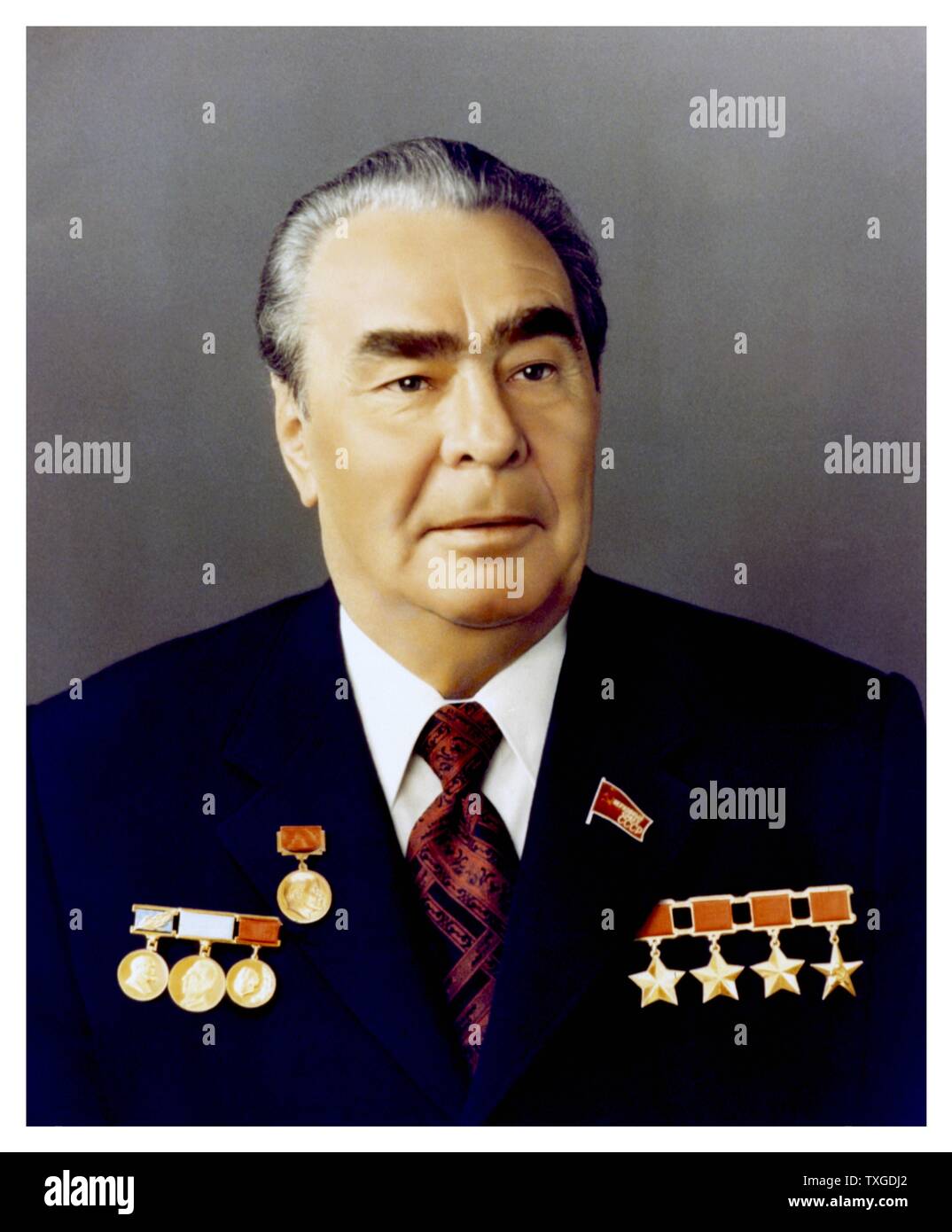 Photographic portrait of Leonid Brezhnev (1906-1982) General Secretary of the Central Committee of the Communist Party of the Soviet Union. Dated 1964 Stock Photo