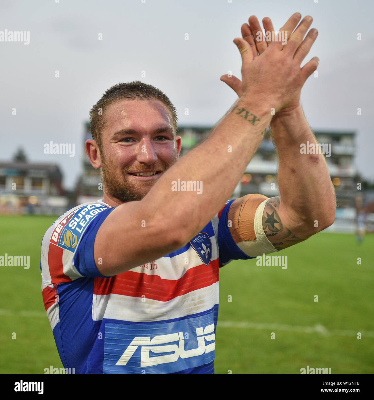 Wakefield, UK, 28 6 2019. 28 June 2019. Mobile Rocket Stadium, Wakefield, England; Rugby League Betfred Super League, Wakefield Trinity vs Huddersfield Giants;   Tyler Randell  Dean Williams/RugbyPixUK Stock Photo