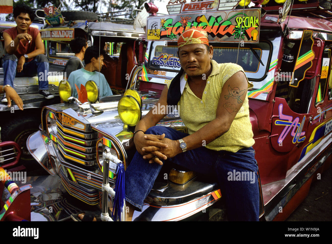 Jeepney driver in Cebu City, Cebu City, Cebu Island Philippines Stock Photo