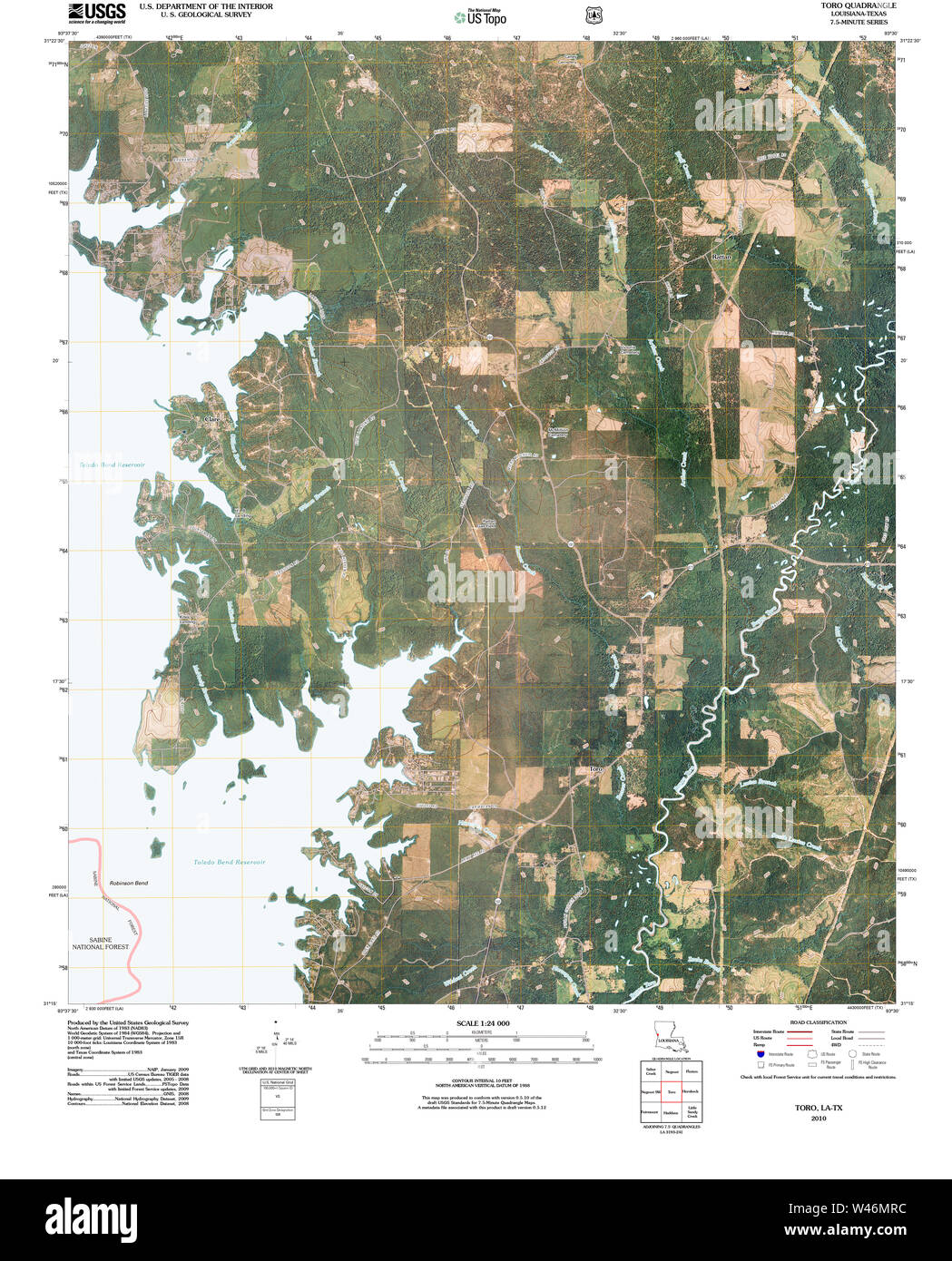 USGS TOPO Map Louisiana LA Toro 20100930 TM Stock Photo