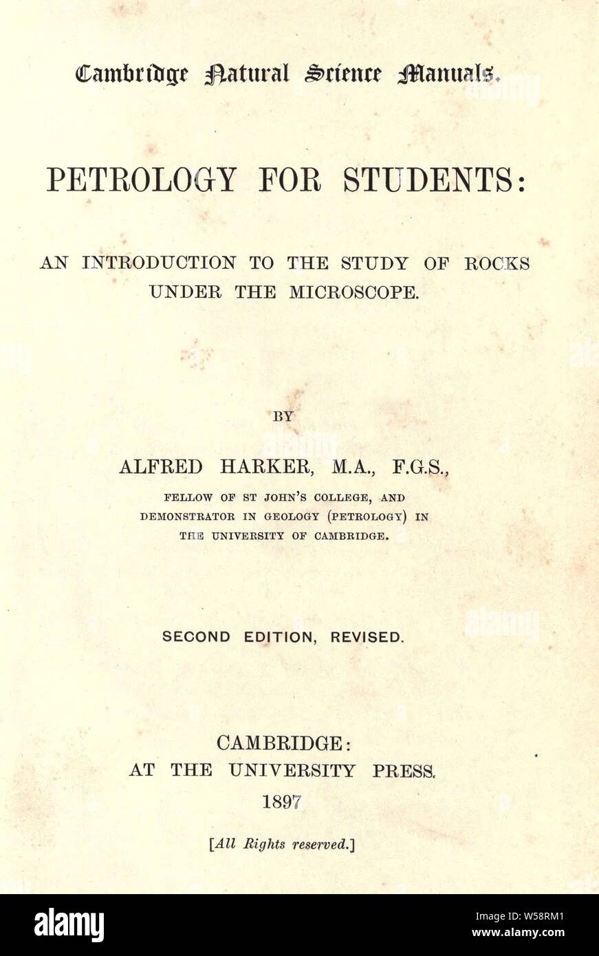 Petrology for students; an introduction to the study of rocks ; under the microscope : Harker, Alfred, 1859-1939 Stock Photo