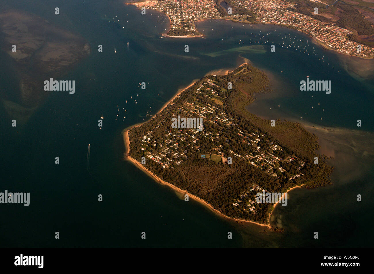 Aerial view of Saint Helena island off the coast of Brisbane in Queensland, Australia Stock Photo