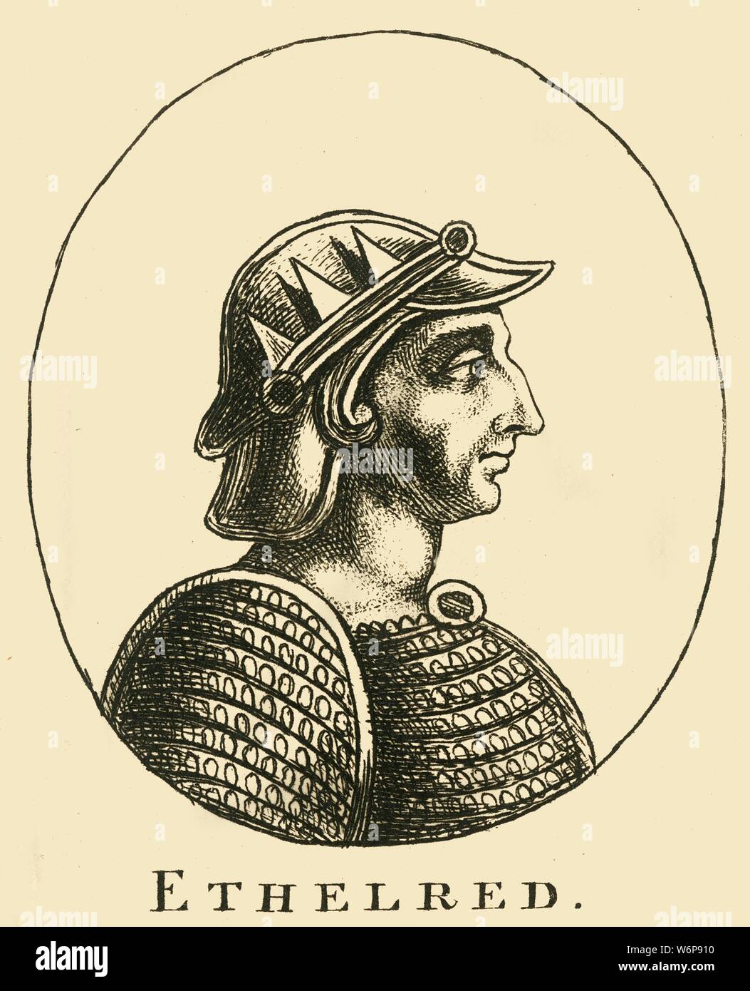 'Ethelred', 18th century. Ethelred II (the Unready) (c.966- 1016), known as the Unready, was King of the English from 978 to 1013 and again from 1014 until his death. Stock Photo