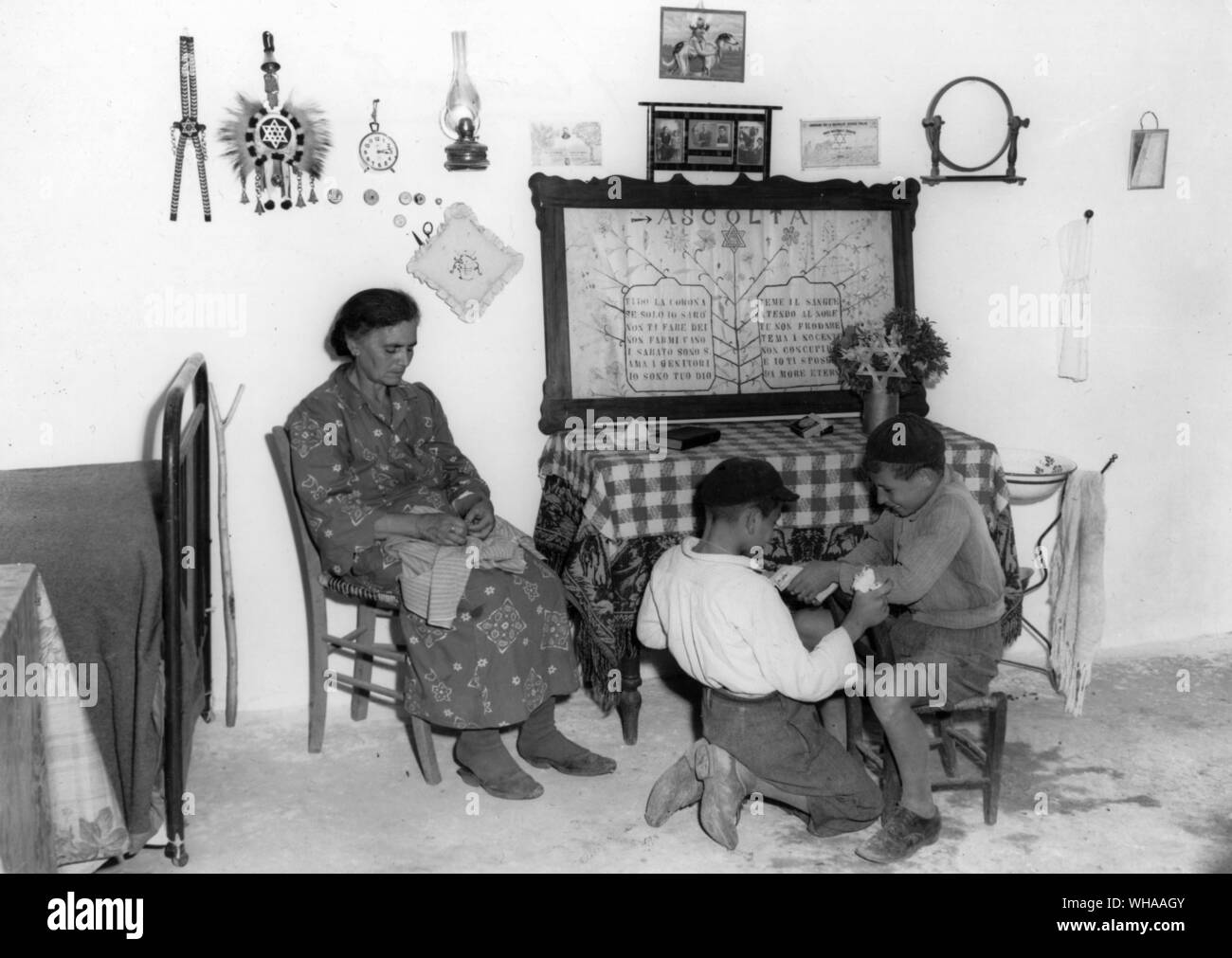 Immigrants from  Italy, converts to Judaism. Stock Photo