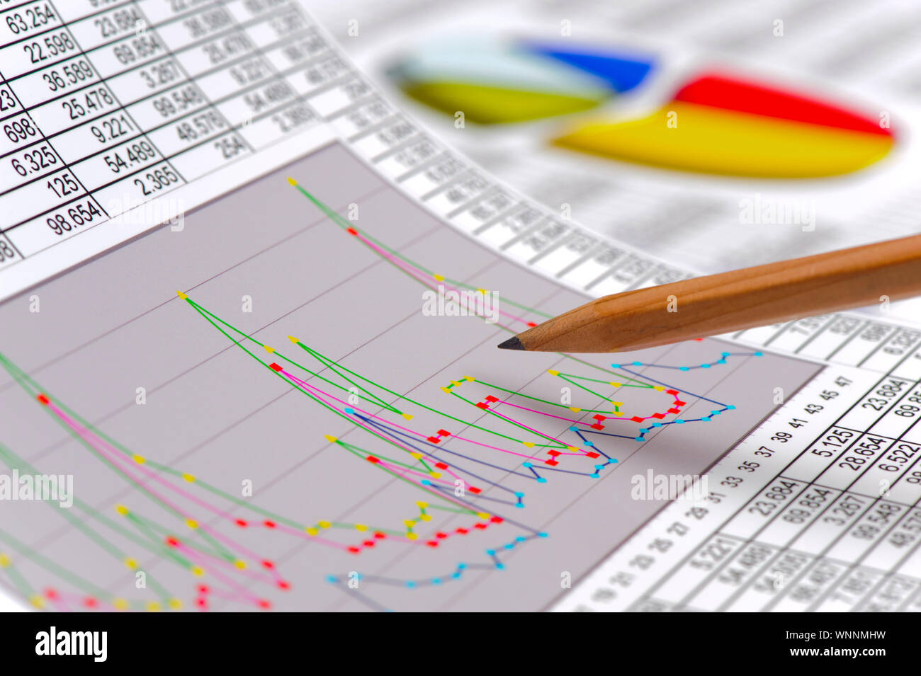 Chart of stock market and exchange Stock Photo