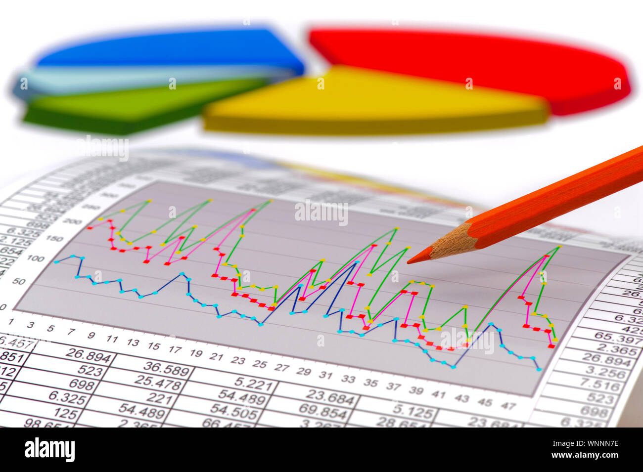 Chart of stock market and exchange Stock Photo