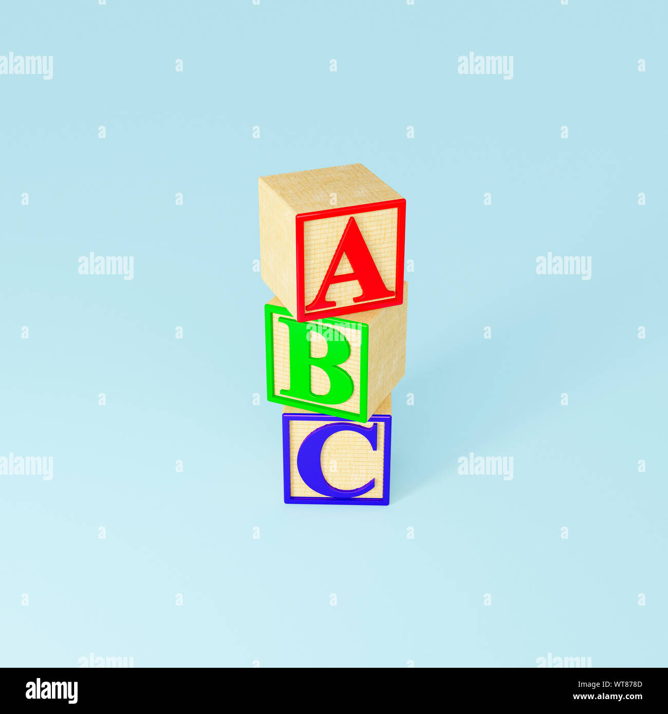 Childrens wooden toys, wooden ABC blocks Stock Photo