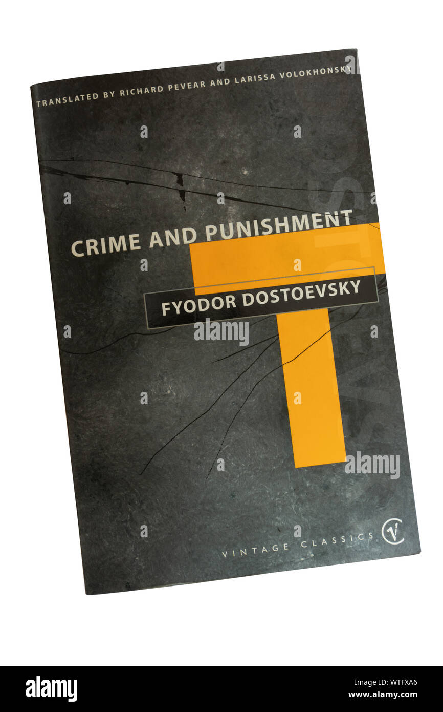 Crime and Punishment paperback book, a novel by Russian author writer novelist Fyodor Dostoevsky Stock Photo