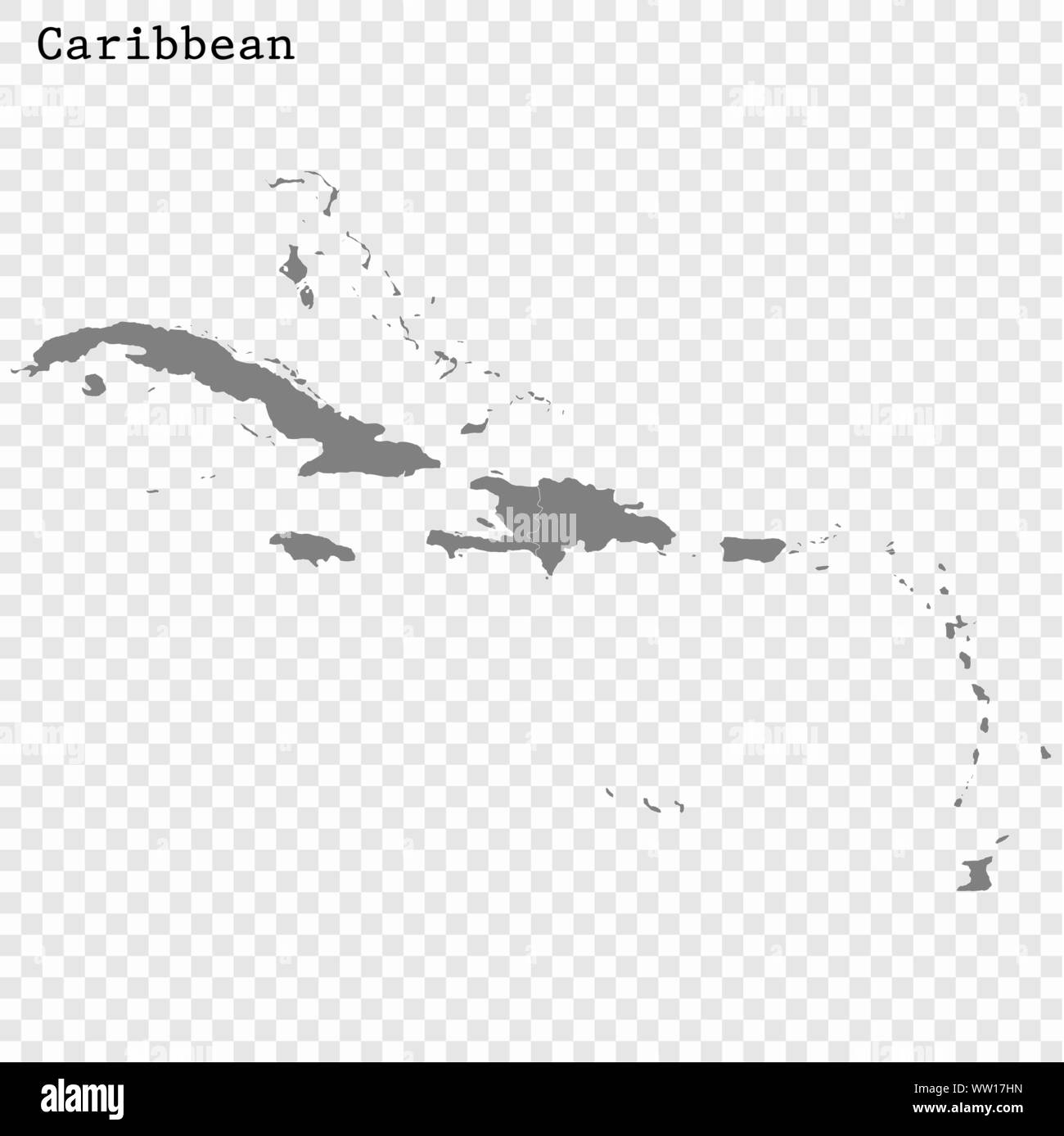 High quality map of Caribbean with borders of the countries Stock Vector