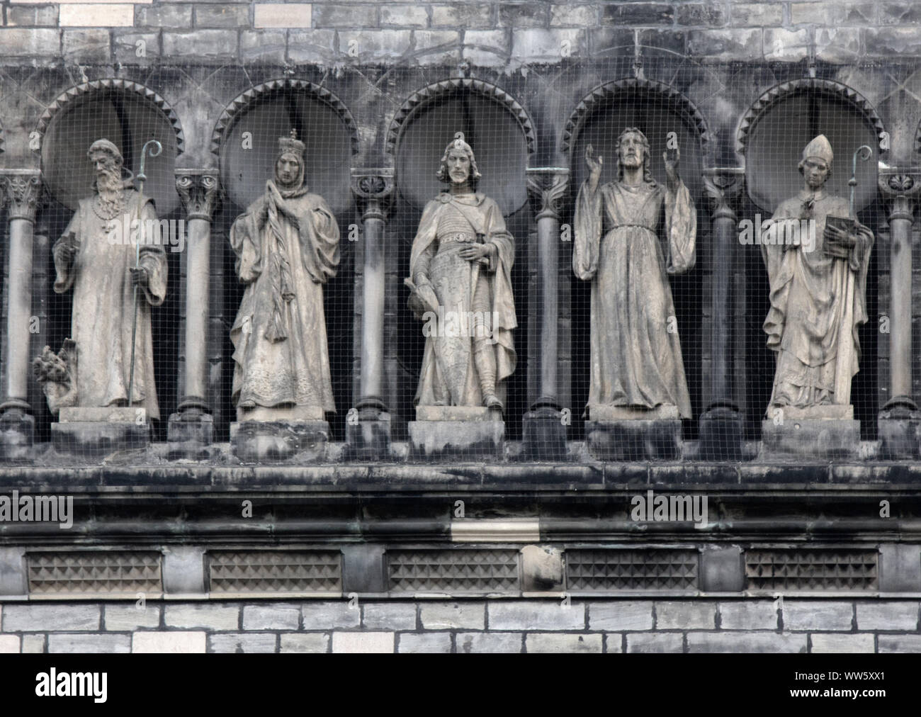 Gallery of saints (sainthood, cloud of saints) with attributes of divine revelation. Prague Stock Photo